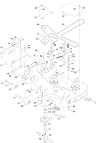 54 Inch Deck Assembly Diagram and Parts List for 76550TA 417330000 - 999999999 Toro Lawn Tractor