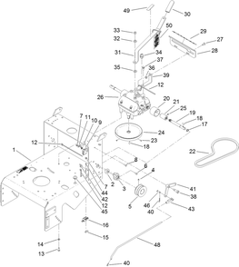Frame And Transmission Assembly Diagram and Parts List for 39638 400000000-404324999 Toro Lawn Mower