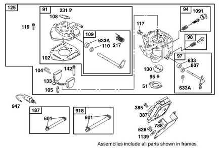 Carburetor And Fuel Pump Assembly Diagram and Parts List for 12004TC 220000001 - 220999999 Toro Lawn Tractor