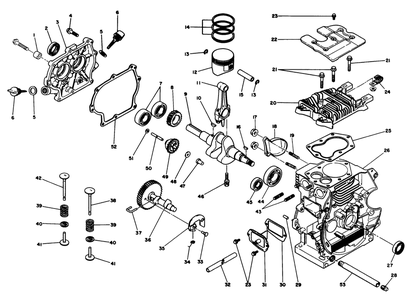 Engine No. 68-8280 Crankcase Assembly Diagram and Parts List for 38505 1000001 - 1999999 Toro Snow Blower