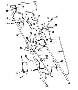 25" & 34" Handle Assembly Diagram and Parts List for 23301 1000001 - 1999999 Toro Lawn Mower