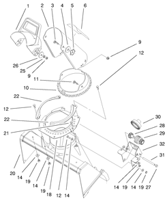 Deflector & Discharge Assembly Diagram and Parts List for 38430 9900001 - 9999999 Toro Snow Blower