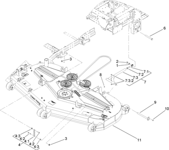 Deck Connection Assembly Diagram and Parts List for 74264TE (280000001-280999999)(2008) Toro Lawn Mower