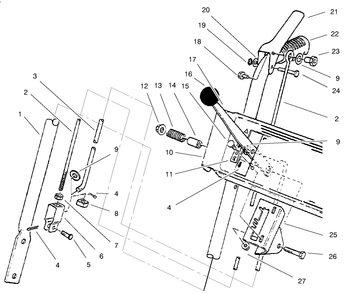 Handle Assembly Right Side Diagram and Parts List for 38062 8900001 - 8999999 Toro Snow Blower