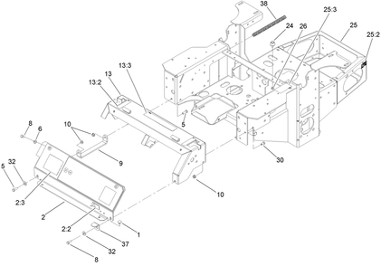 Main Frame Assembly Diagram and Parts List for 74416TE (280000001-280999999)(2008) Toro Lawn Mower