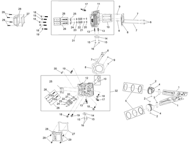 Piston And Cylinder Head Assembly Diagram and Parts List for 22983 410480000 - 411799999 Toro Lawn Tractor Accessories