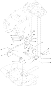 Deck Lift Assembly Diagram and Parts List for 44410TE 406500000-406610836 Toro Lawn Mower