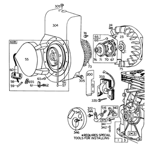 Rewind Starter Diagram and Parts List for 62900 3000001 - 3999999 Toro Leaf Blower / Vacuum