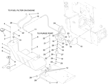 Fuel Tank And Carbon Canister Assembly Diagram and Parts List for 22322 407400000 - 407999999 Toro Lawn Tractor Accessories