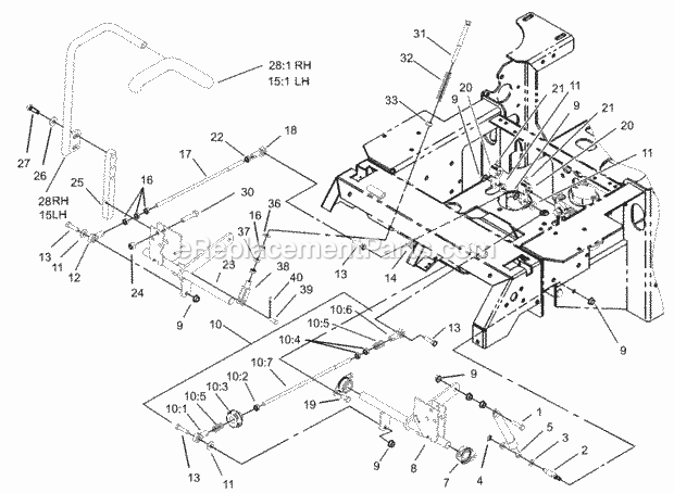 Motion Control System Assembly Diagram and Parts List for 74177 230000001-230007000 Toro Lawn Mower