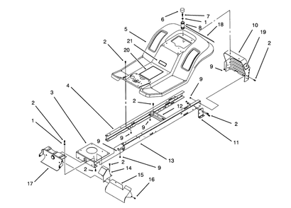 Frame Assembly Diagram and Parts List for 71191 5910001 - 5999999 Toro Lawn Tractor