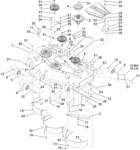 Deck Assembly Diagram and Parts List for 74279TE (313000001-313999999)(2013) Toro Lawn Tractor