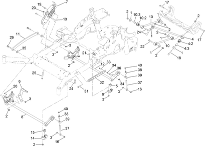 Deck Lift Assembly Diagram and Parts List for 74943CP (312000001-312999999)(2012) Toro Lawn Mower