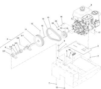 Engine Assembly Diagram and Parts List for 60217 400000000 - 404319999 Toro Cement Mixer