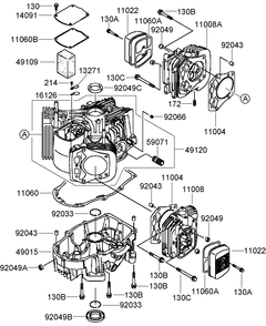 Cylinder And Crankcase Assembly Diagram and Parts List for 74450TE (290000001-290999999)(2009) Toro Lawn Mower