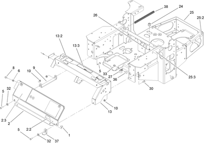 Main Frame Assembly Diagram and Parts List for 74416TE (250005001-250999999)(2005) Toro Lawn Mower