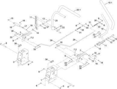 Motion Control Assembly Diagram and Parts List for 74887 409378061 - 411455765 Toro Lawn Tractor