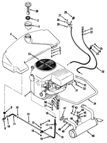 Engine And Fuel Systems Diagram and Parts List for Y1-16OE02  Toro Lawn Tractor