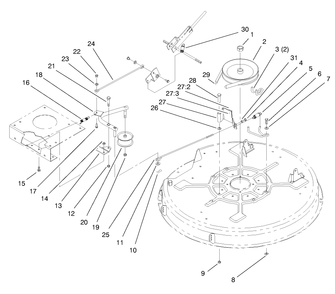 Pulley & Belt Assembly (32" Cutting Unit) Diagram and Parts List for 71201 8900001 - 8999999 Toro Lawn Tractor
