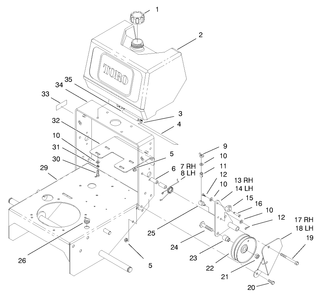 Fuel Tank And Idler Bracket Assembly Diagram and Parts List for 30159 890001 - 899999 Toro Lawn Tractor Accessories