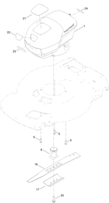 Blade Drive Assembly Diagram and Parts List for 21466 412374189 - 999999999 Toro Lawn Mower