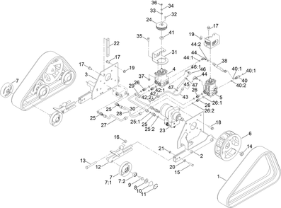 Track And Drive Assembly Diagram and Parts List for 23208HD 400000000 - 999999999 Toro Stump Grinder