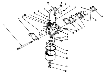 Carburetor Assembly (Model No. 47pn2-3) Diagram and Parts List for 22031 3900001 - 3999999 Toro Lawn Mower
