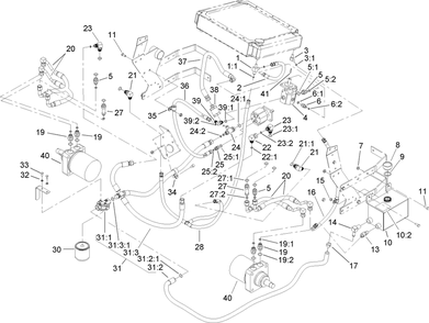 Hydraulic System Assembly Diagram and Parts List for 74269 (240000001-240999999)(2004) Toro Lawn Mower