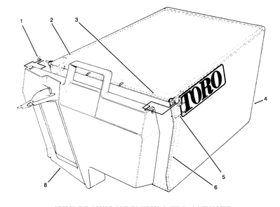 Grass Bag Assembly No. 11-0189 Diagram and Parts List for 20764BC 59000001 - 59999999 Toro Lawn Mower