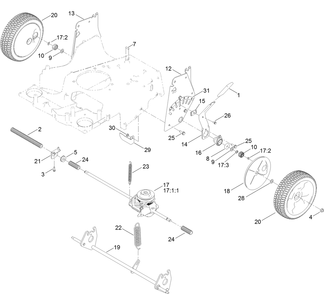 Rear Wheel And Height-Of-Cut Assembly Diagram and Parts List for 21199 407700000 - 410243166 Toro Lawn Mower