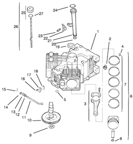 Crankcase Diagram and Parts List for 72110 7900001 - 7999999 Toro Lawn Tractor