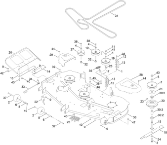 60in Deck Assembly Diagram and Parts List for 76602 414300000 - 415037653 Toro Lawn Tractor