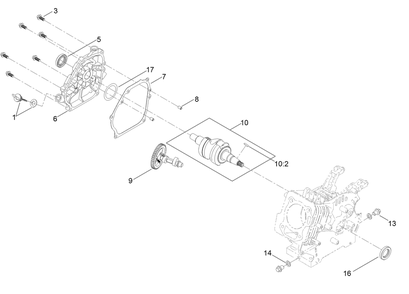 Crankcase Assembly Diagram and Parts List for 38755 409000000 - 411499999 Toro Snow Blower
