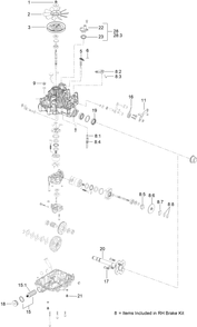 Rh Transmission Assembly No. 138-5839 Diagram and Parts List for 72524 415000000 - 999999999 Toro Lawn Mower
