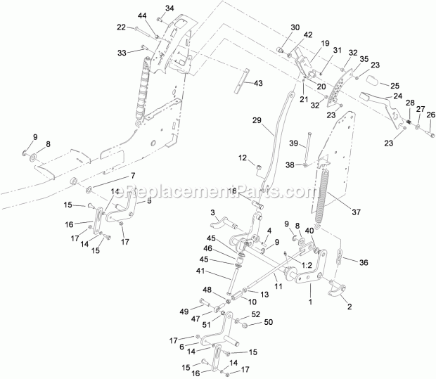Decklift Assembly Diagram and Parts List for 74550 310000001-310999999 Toro Lawn Mower