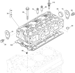 Cylinder Head Assembly Diagram and Parts List for 72264TE 406427909-406429999 Toro Lawn Mower