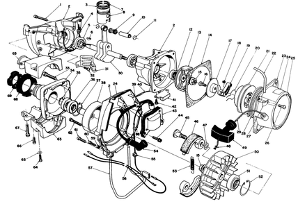 Engine Assembly Diagram and Parts List for 51645V 1000001 - 1999999 Toro Trimmer