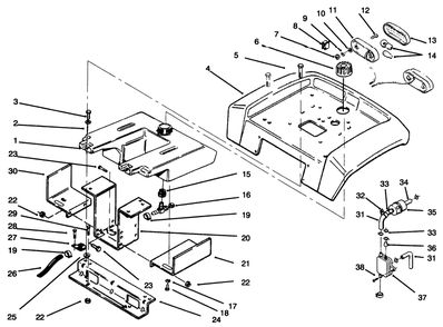 Fuel Tank, Fuel Pump, Fender And Support Diagram and Parts List for 73440 5900223 - 5999999 Toro Lawn Tractor