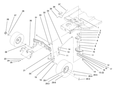 Front Axle Assembly Diagram and Parts List for 71219 8900001 - 8999999 Toro Lawn Tractor