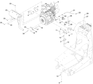Engine Mount And Muffler Assembly Diagram and Parts List for 22327 407400000 - 407999999 Toro Lawn Tractor Accessories
