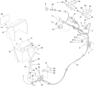Electrical Assembly Diagram and Parts List for 74536TE 413000000 - 417999999 Toro Lawn Tractor