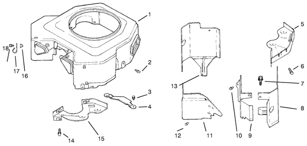 Blower Housing & Baffles Diagram and Parts List for 72110 7900001 - 7999999 Toro Lawn Tractor