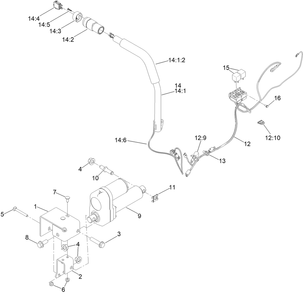 Electric Deck Lift Assembly Diagram and Parts List for 144-0390  Toro Lawn Tractor