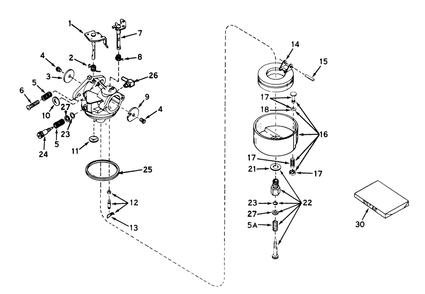 Carburetor Assembly No. 631716 Diagram and Parts List for 62853 3000001 - 3999999 Toro Chipper Shredder