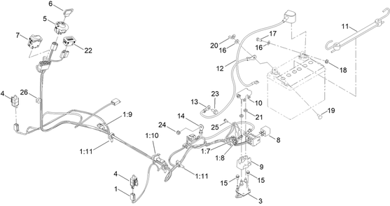 Electrical Assembly Diagram and Parts List for 76550TA 417100000 - 417329999 Toro Lawn Tractor