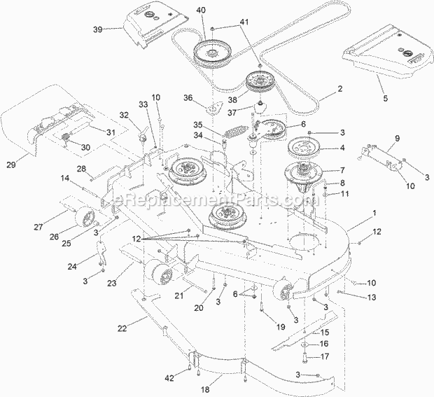 Deck Assembly Diagram and Parts List for 74939 313000001-313999999 Toro Lawn Mower