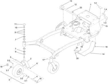 Frame Assembly Diagram and Parts List for 44427 406959897-406959899 Toro Lawn Mower