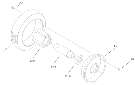 Front Wheel Assembly Diagram and Parts List for 22158 9900001 - 9999999 Toro Lawn Mower