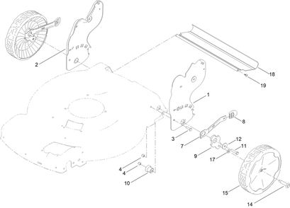 Rear Wheel And Height-Of-Cut Assembly Diagram and Parts List for 21770 400000000 - 411913203 Toro Lawn Mower