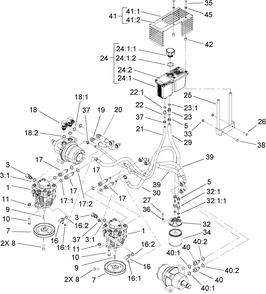 Hydraulic System Assembly Diagram and Parts List for 74411TE (250000001-250999999)(2005) Toro Lawn Mower